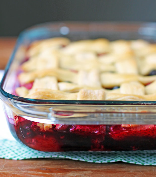 Braided Crescent Berry Dessert Bake in the baking dish