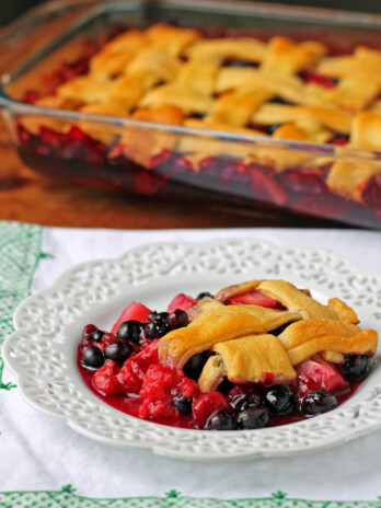 A serving of Braided Crescent Berry Dessert Bake