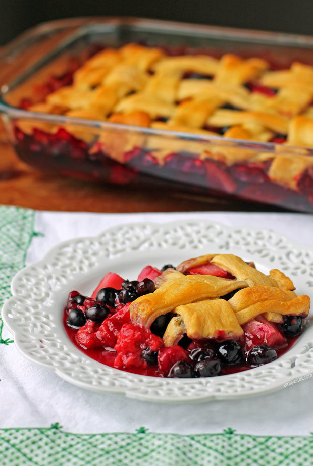 A serving of Braided Crescent Berry Dessert Bake