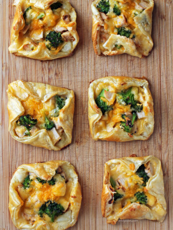 Cheesy Chicken and Broccoli Pastry Bundles overhead view