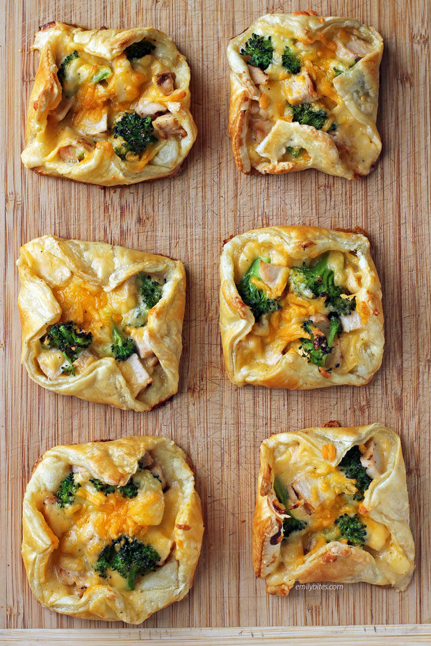 Cheesy Chicken and Broccoli Pastry Bundles overhead view