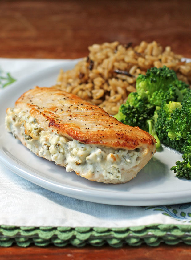 Cream Cheese and Herb Stuffed Chicken - Emily Bites