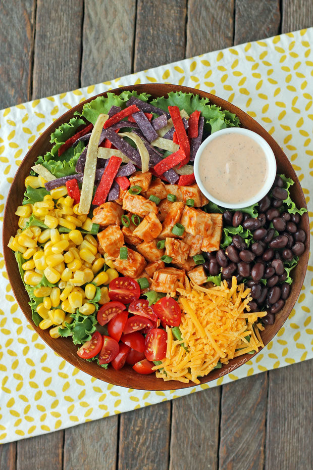 Barbecue Ranch Chicken Salad overhead view