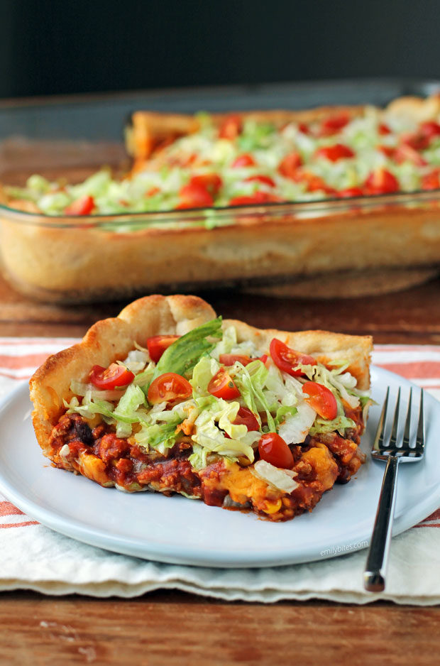 Deep Dish Taco Casserole piece