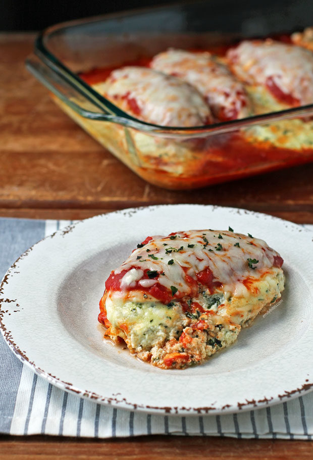 Ricotta Stuffed Chicken Bake on a plate