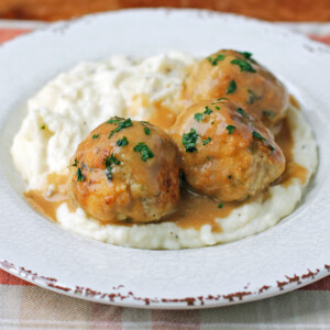 Swedish Turkey Meatballs with mashed potatoes