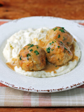 Swedish Turkey Meatballs with mashed potatoes