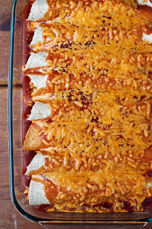 Easy Chicken and Bean Enchiladas - Emily Bites