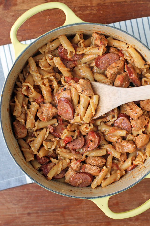 One-Pot Cajun Chicken and Sausage Pasta - Emily Bites