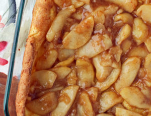 Puff Pancake Bake with Warm Apple Topping from above