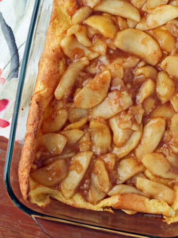 Puff Pancake Bake with Warm Apple Topping from above