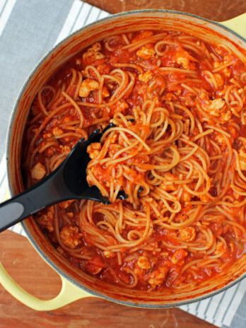 One-Pot Turkey and Veggie Spaghetti in a pot