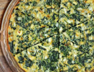 Crustless Spinach and Feta Quiche in the pan