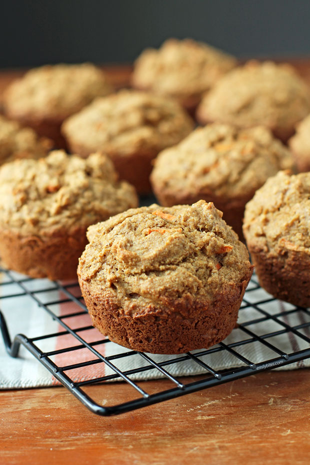 Carrot Muffins on a cooling rack