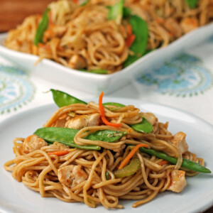 Chicken Lo Mein on a plate