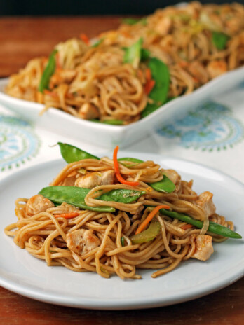 Chicken Lo Mein on a plate