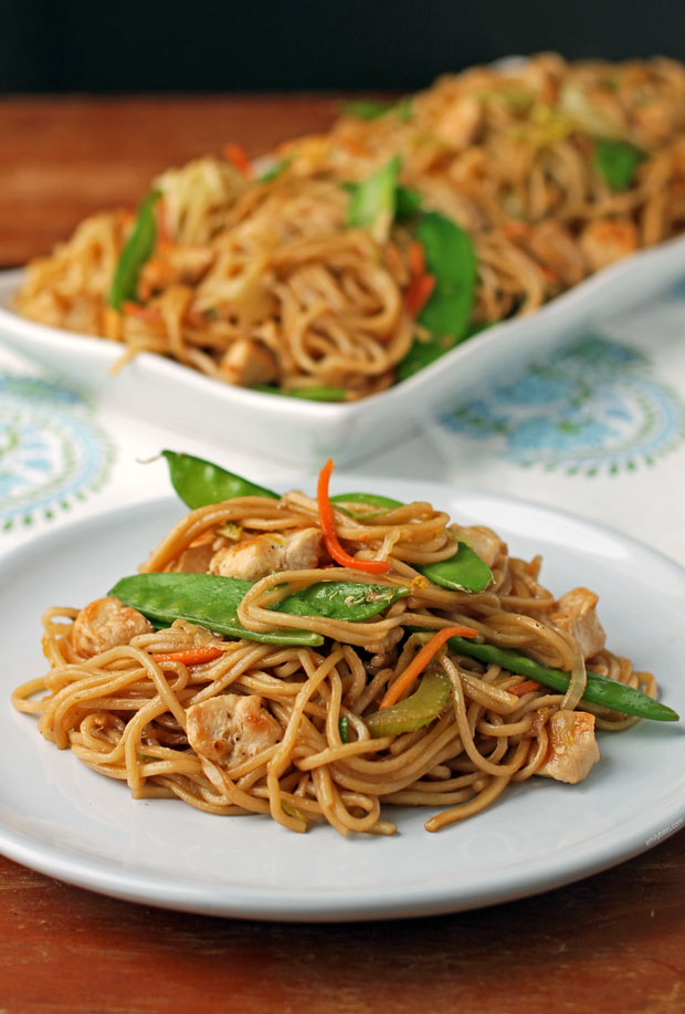 Chicken Lo Mein on a plate