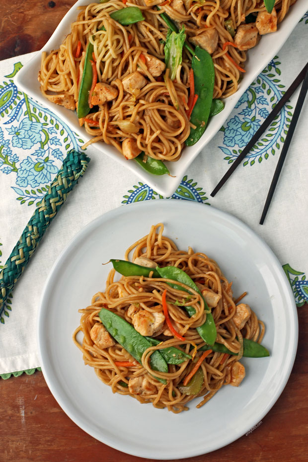 Chicken Lo Mein overhead view