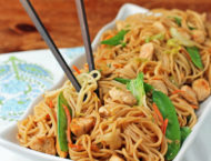 Chicken Lo Mein with chopsticks