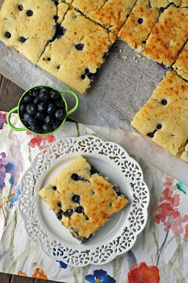 Sheet Pan Blueberry Pancakes overhead