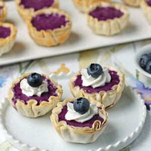 Blueberry Cheesecake Mini Tarts on a plate