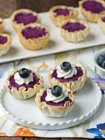 Blueberry Cheesecake Mini Tarts on a plate