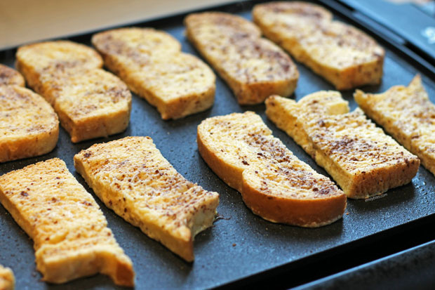 French Toast Sticks on a griddle