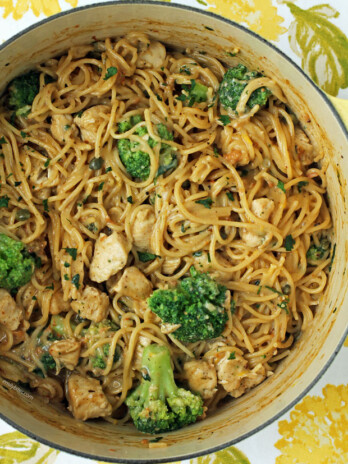 One-Pot Creamy Chicken Piccata Pasta in a pot