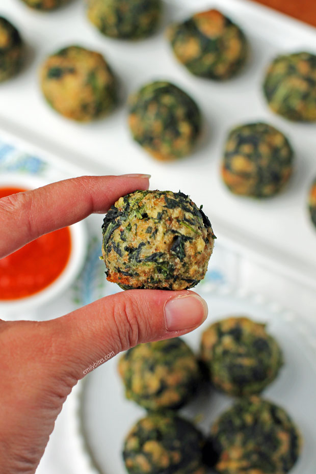 Spinach Ball held in a hand