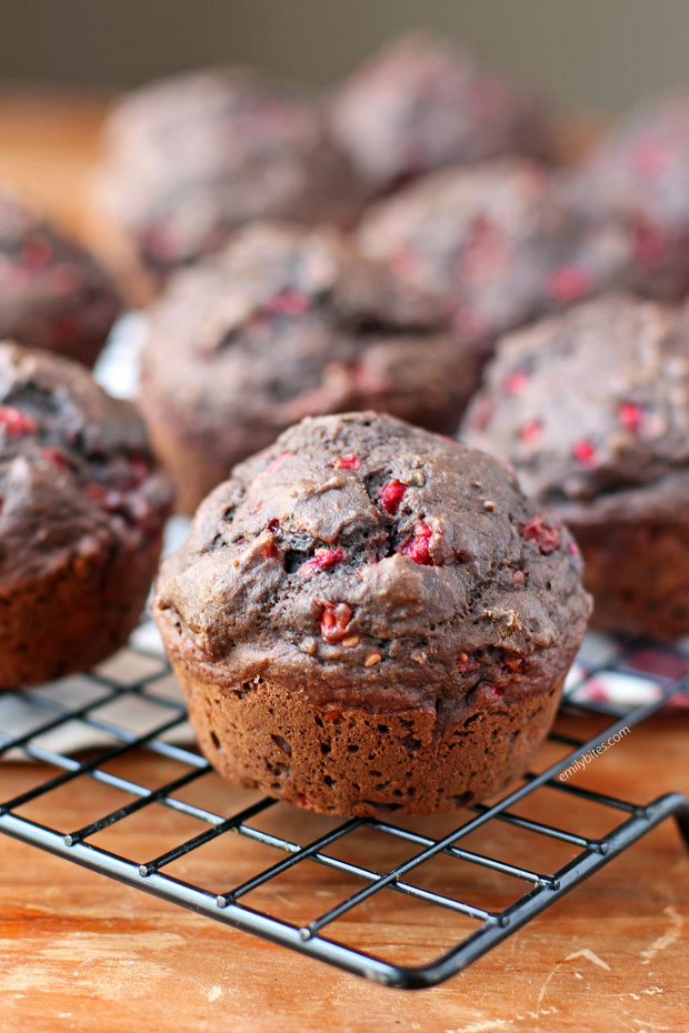 Chocolate Raspberry Muffins close up