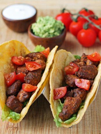 Easy Chicken Tacos in a taco holder
