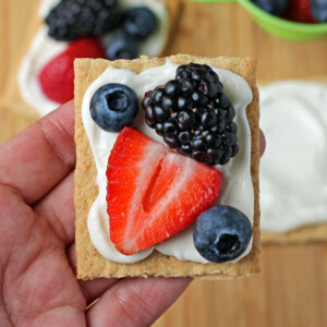 Mini Fruit Pizza Square in a hand