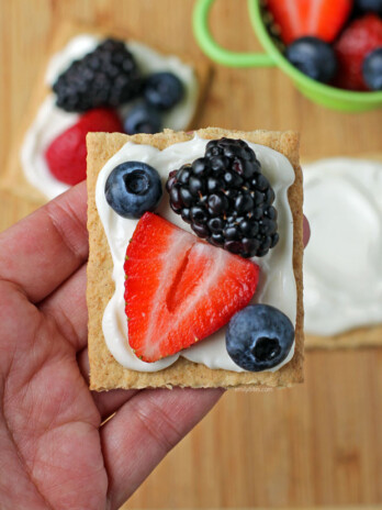Mini Fruit Pizza Square in a hand
