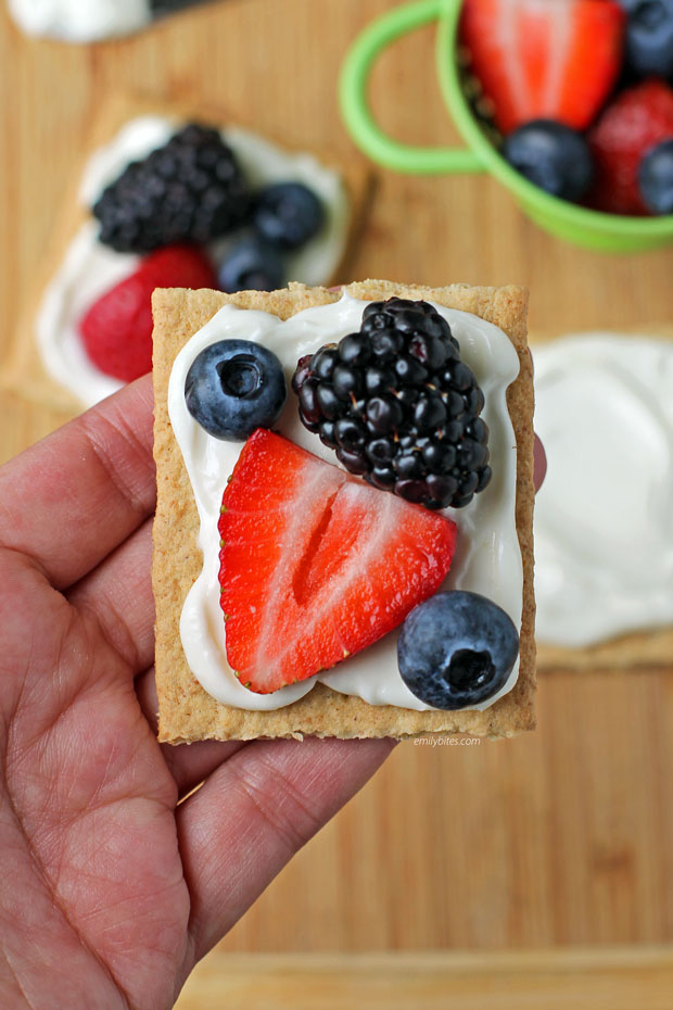 Mini Fruit Pizza Square in a hand