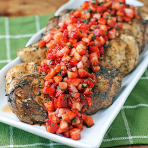 Strawberry Balsamic Grilled Chicken on a platter