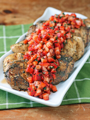 Strawberry Balsamic Grilled Chicken on a platter