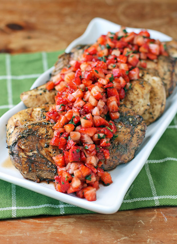 Strawberry Balsamic Grilled Chicken on a platter