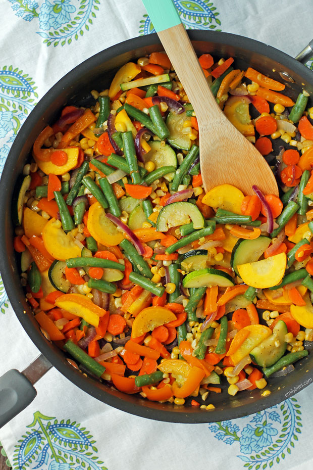 Summer Vegetable Sauté overhead shot