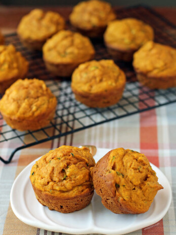 Pumpkin Zucchini Muffins close up