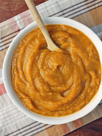 Mashed Butternut Squash in a serving bowl
