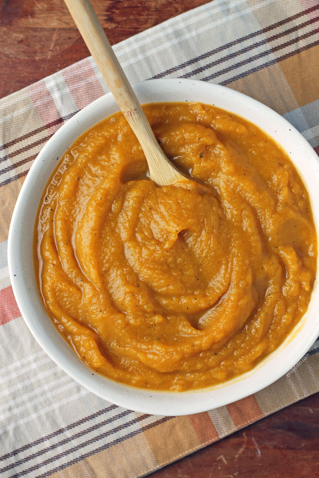 Mashed Butternut Squash in a serving bowl