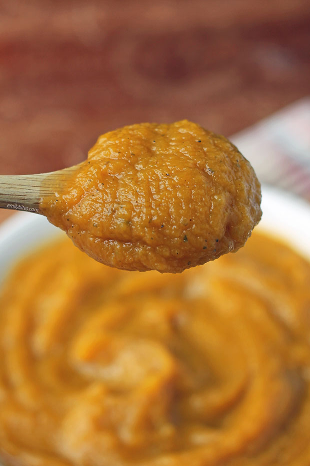 Mashed Butternut Squash on a spoon