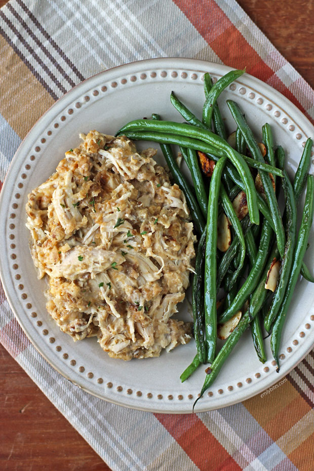 Slow Cooker Chicken and Stuffing - Emily Bites