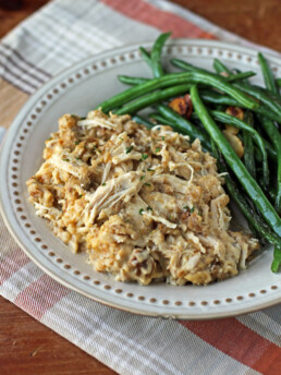 Slow Cooker Chicken and Stuffing on a plate