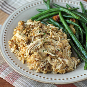 Slow Cooker Chicken and Stuffing on a plate