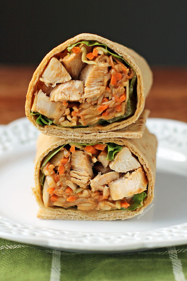 Thai Peanut Chicken Wraps - Emily Bites