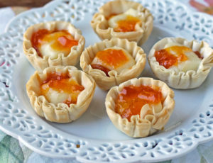 Apricot Brie Tartlets on a plate