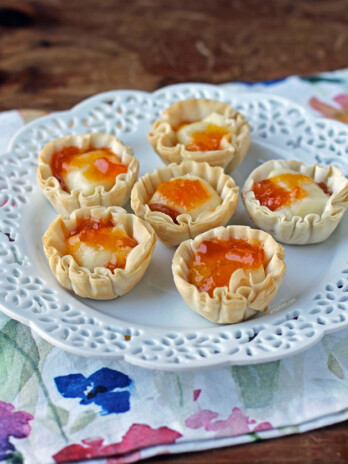 Apricot Brie Tartlets on a plate