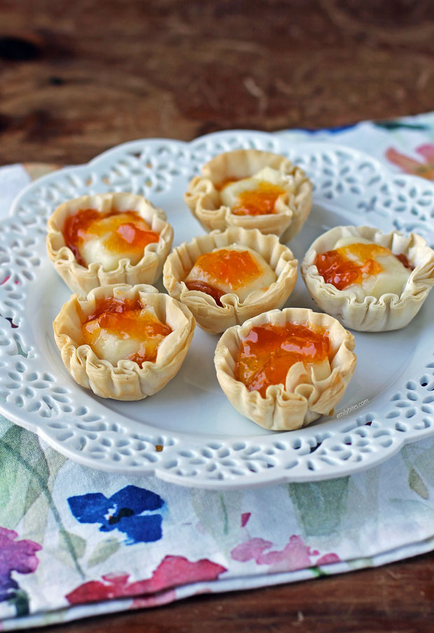 Apricot Brie Tartlets on a plate