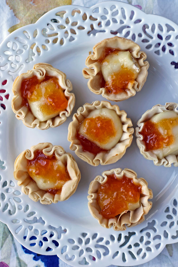 Apricot Brie Tartlets overhead close up